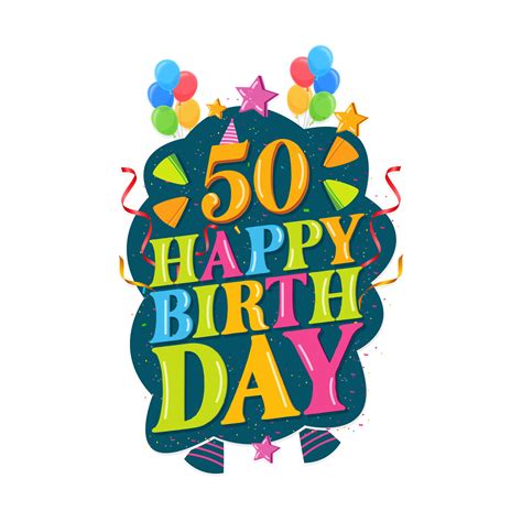 50th Happy Birthday Logo With Balloons Vector Design For Birthday