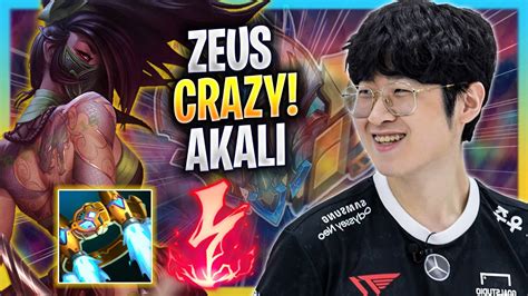 ZEUS CRAZY GAME WITH AKALI T1 Zeus Plays Akali TOP Vs Yasuo