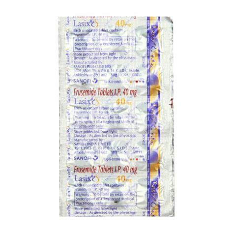 Lasix 40mg Tablet 15'S - Buy Medicines online at Best Price from Netmeds.com