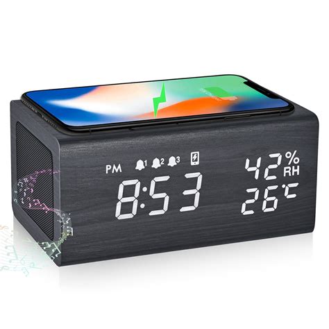 Multifunctional Luxury Business Gift Wood LED Alarm Clock With Phone