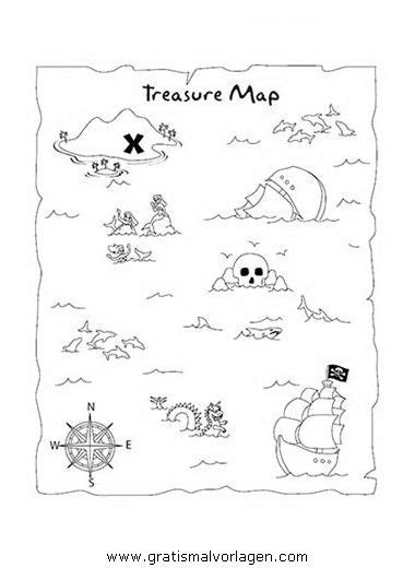 Schatzkarte Treasure Map Zum Ausmalbild Template Ausmalbilder