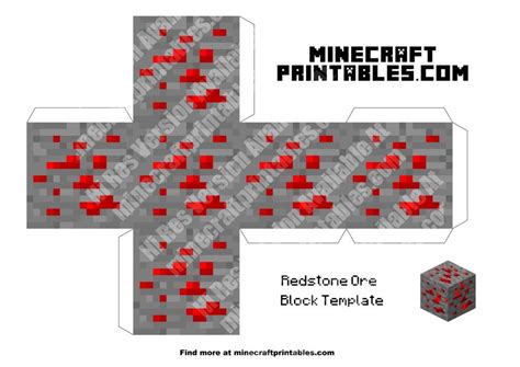 Redstone Ore - Printable Minecraft Redstone Ore Papercraft Template