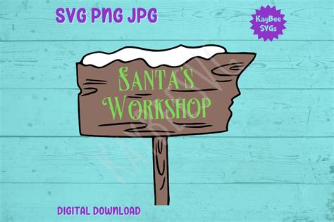 Santa's Workshop Sign SVG PNG JPG Clipart Digital Cut File - Etsy