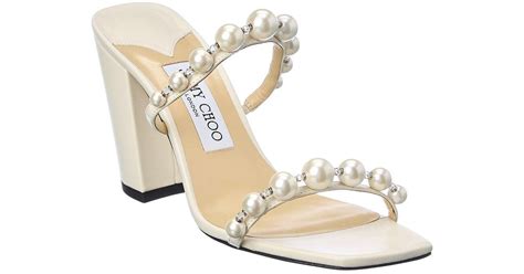 Jimmy Choo Amara 85 Leather Sandal In White Metallic Lyst