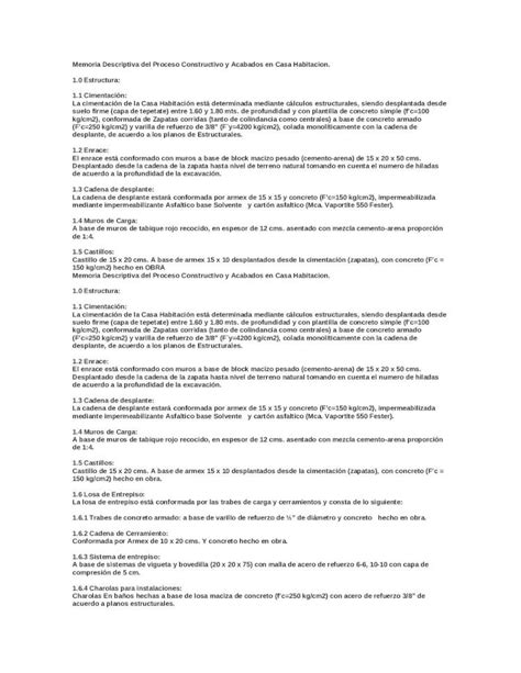 Docx Memoria Descriptiva De Proceso De Construccion Y Acabados