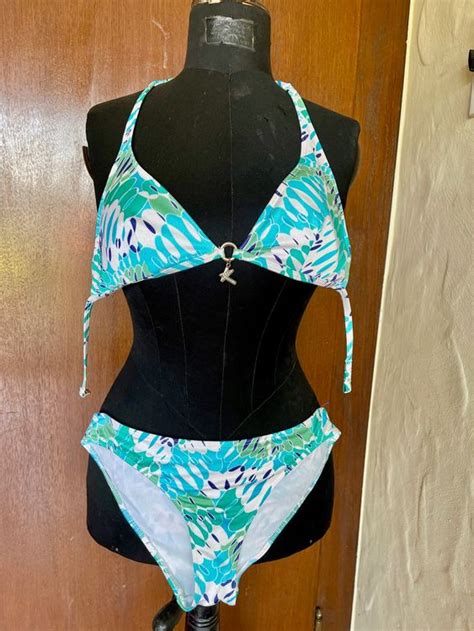 Kylie Minogue H M Kylie Bikini Gr blau grün weiss floral Gebraucht