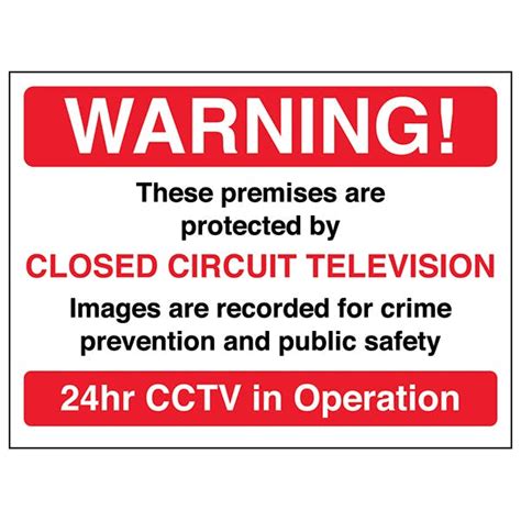 Warning These Premises Are Protected By Cctv Red Shop Cctv Signs