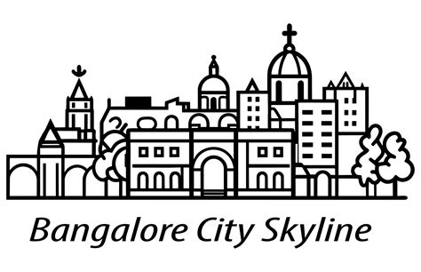 Flat Vector Silhouette of Bangalore City, Bangalore City Skyline ...