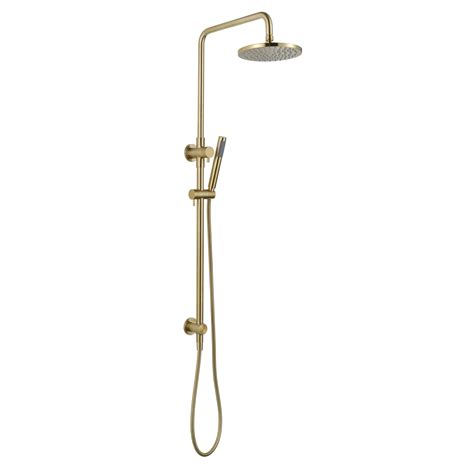 Modern Twin Shower Column Set Brushed Brass Flooring Bathrooms