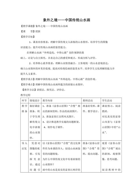 人教版2019美术鉴赏 第3课 象外之境中国传统山水画 教案 21世纪教育网