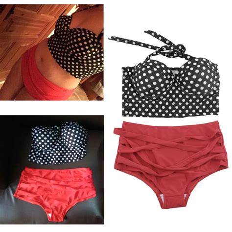 New Women Retro Pinup Rockabilly Dot Vintage Sexy High Waist Bikinis