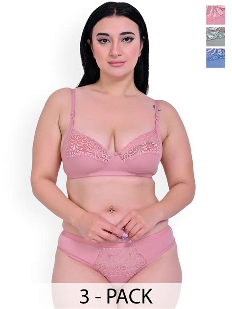 Buy Piylu Women Pack Of Self Design Non Padded Lingerie Sets Lingerie Set For Women