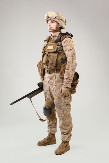 Premium Photo Studio Shoot Of Modern Infantry Soldier Us Marine