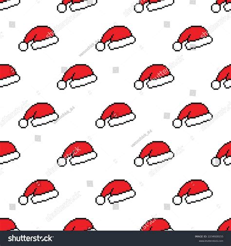 Pixel Art Christmas Hat Pattern Seamless Stock Vector Royalty Free