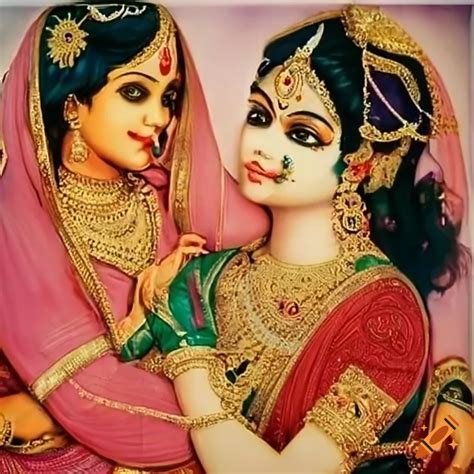 Sri Krishna And Radha With Her Sakhi On Craiyon