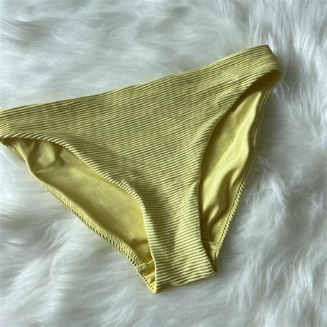 Ribbed Yellow Bikini Bottoms Bikini Style Bottoms Depop
