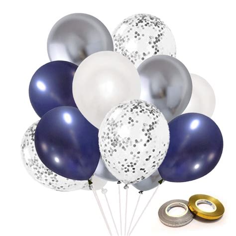 Buy Finypa Navy Blue And Silver Confetti Balloons 72pcs 12 Inch