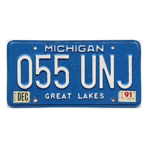 1991 Michigan 055 Unj License Plates Superstore