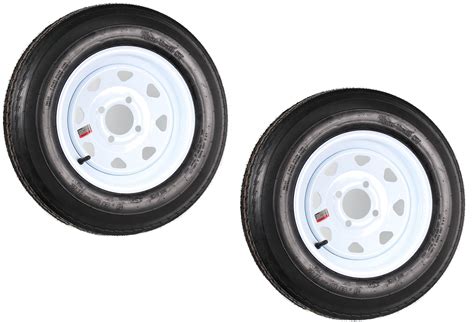 Two Trailer Tires On Rims 5.30-12 530-12 5.30 X 12 4 Lug Wheel White ...