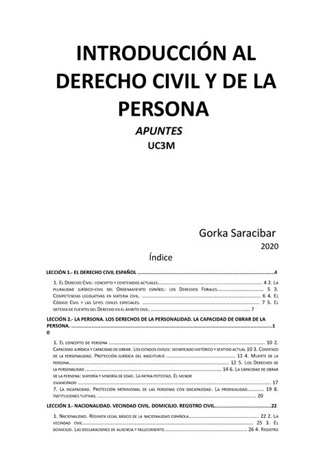 Apuntes Introducción AL DCHO Civil Y DE LA Persona Apuntes