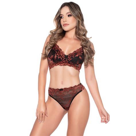 Conjunto De Lingerie Em Renda Bicolor