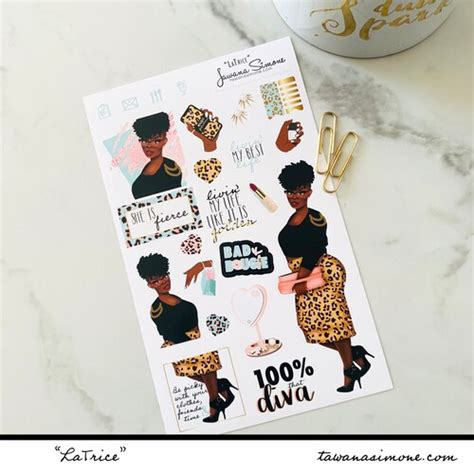 Black Girl Planner Stickers Black Women African American Etsy