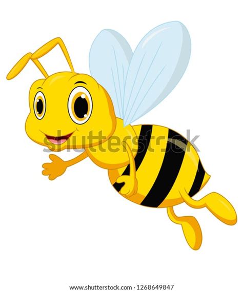 Cute Bee Cartoon Waving Hand Stock Illustration 1268649847 Shutterstock