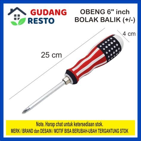 Jual OBENG KARET BESAR BOLAK BALIK USA 2 Way PLUS MINUS 6 Inch 2