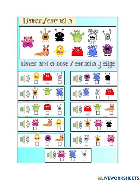 Monstruos Y Colores Worksheet Live Worksheets