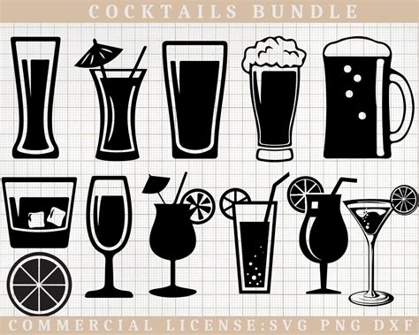 Cocktails SVG Cocktail Party SVG Cocktail Clipart Drinks SVG