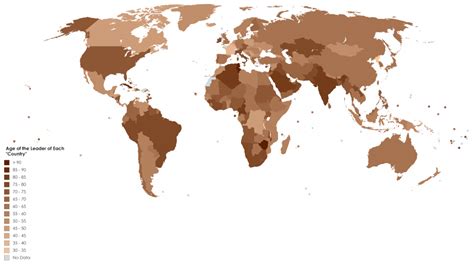 Age Of The Leader Of Each Country Vivid Maps