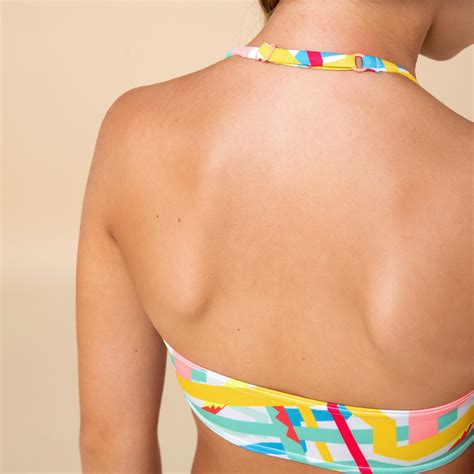 Bikini Oberteil Bandeau Liloo Top Mädchen weiss Decathlon