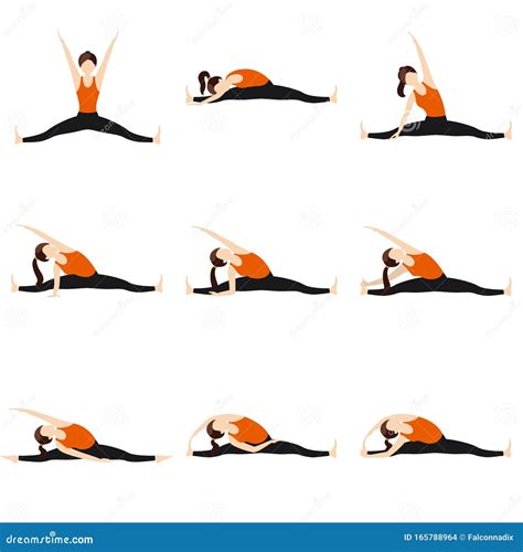 Side Seated Wide Angle Yoga Asanas Set Stock Vector - Illustration of isolated, gymnastic: 165788964