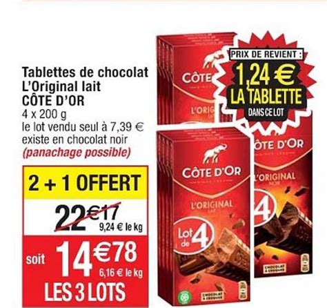 Promo Tablettes De Chocolat L original Lait Côte D or chez Cora