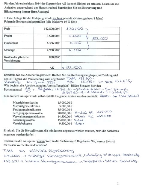 Probeklausur Mit L Sungen Rechnungswesen Studocu