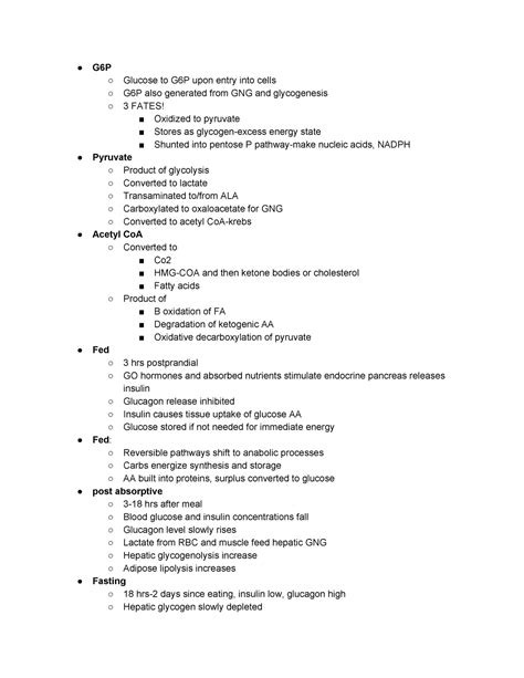 Biochem Study Guide Exam G P Glucose To G P Upon Entry Into Cells