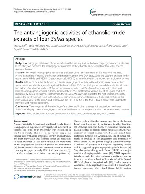 Pdf The Antiangiogenic Activities Of Ethanolic Crude Extracts Of Four