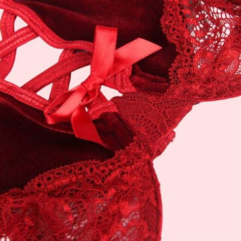 Callie Red Velvet Bralette Garter Lingerie Set LuckyDoll Lingerie Philippines