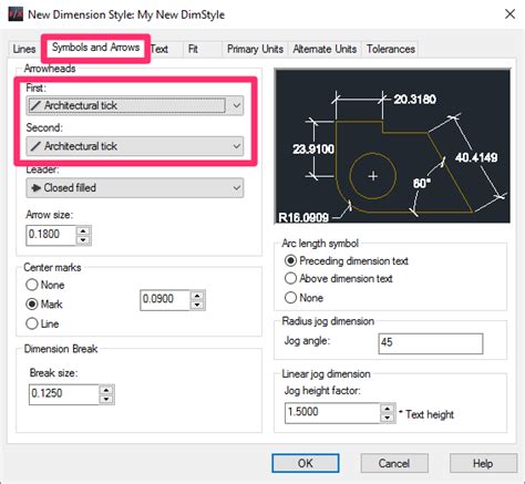 Dimension Style DimStyle Settings