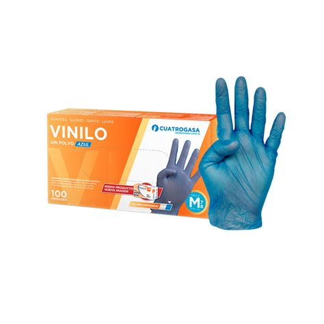 GUANTES VINILO SIN POLVO AZUL CAJA 100 UD Canarymed