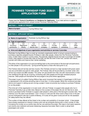 Fillable Online Democracy Rochdale Gov Pennines Township Fund 2020 21