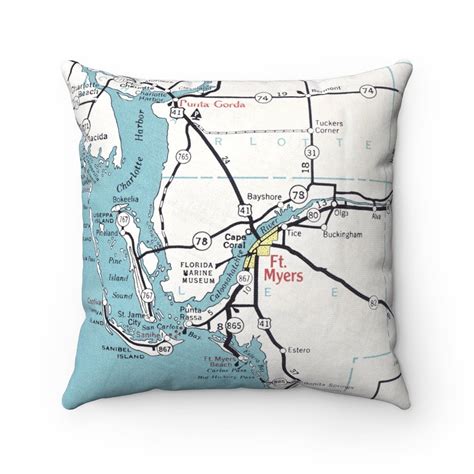 Cape Coral Florida Map Pillow Cape Coral Pillow Cape Coral Etsy