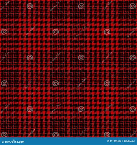 Red And Black Check Plaid Pattern Vector Seamless Glen Plaid Graphic