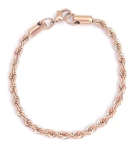 Pulsera Acero Quirúrgico Ionizado Soga 4mm Rosé Dorada