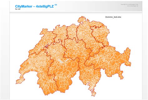 Postcode Map Switzerland - editable PowerPoint Slides with 4-digits ...