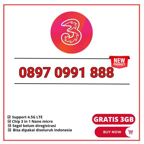 Jual Kartu Perdana Nomer Cantik Tri 11 Digit 888 Shopee Indonesia