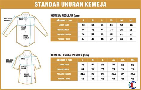 Tabel Ukuran Jahit Seragam