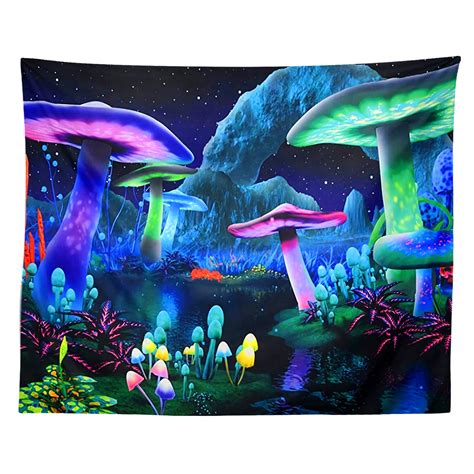 Psychedelic Mushroom Tapestry Fantasy Plant Wall T Vicedeal