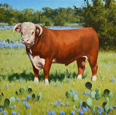 Hereford Bull Springtime By Jimmy Dyer Cow Painting Bull Painting