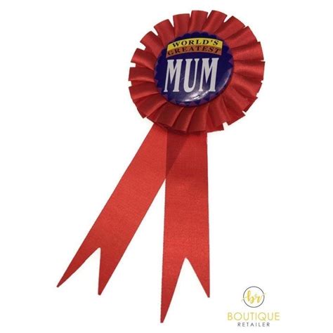 Worlds Greatest Mum Red Ribbon Badge Award Mothers Day T Fun Fancy